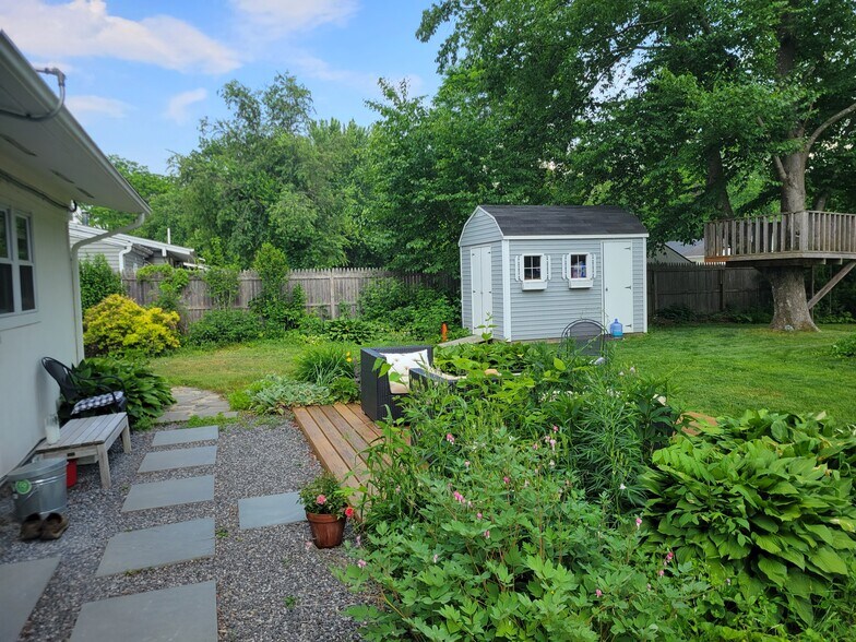 Backyard with storage shed - 20 Princeton St