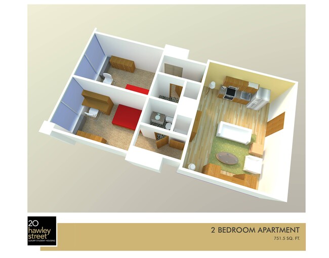 2 bedroom / 2 bathroom - 20 Hawley