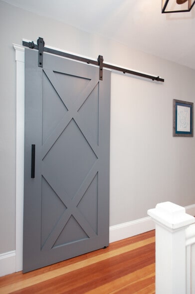 custom slider barn door to full bath. - 229 Summit Ave