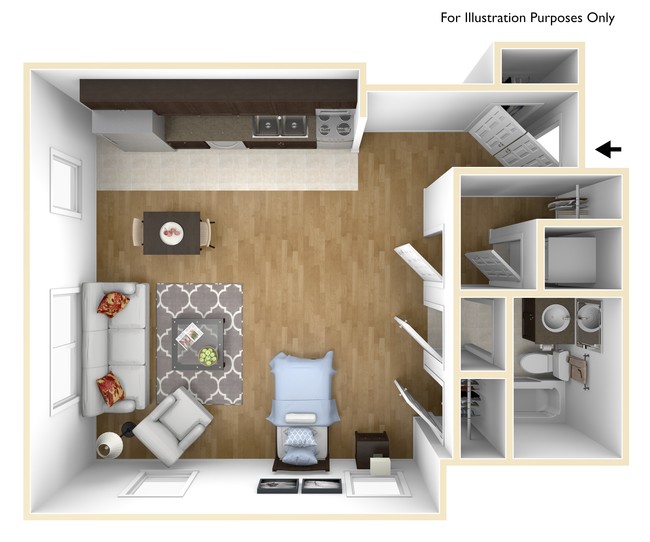 Extra Large Studio Floorplan - Cloverly Park Apartments