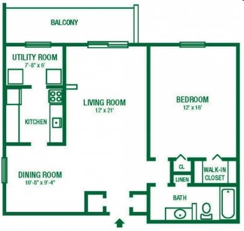 1BR/1BA - Gladstone Towers Apartments