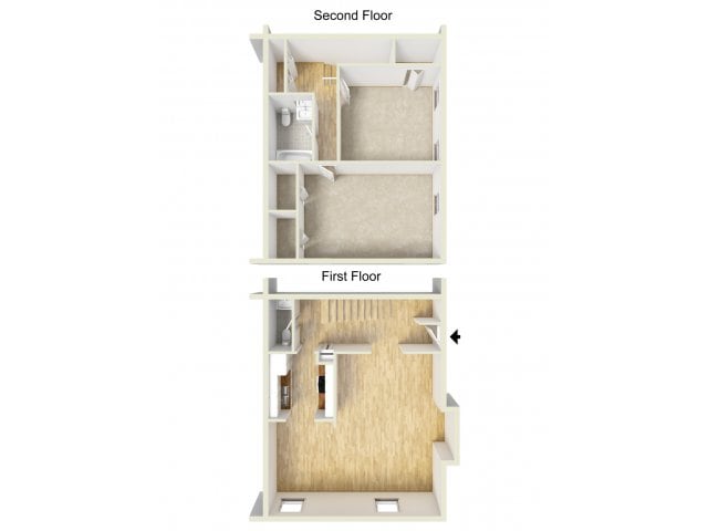 Two bedroom townhome floor plan - Paoli Place South Valley Townhomes
