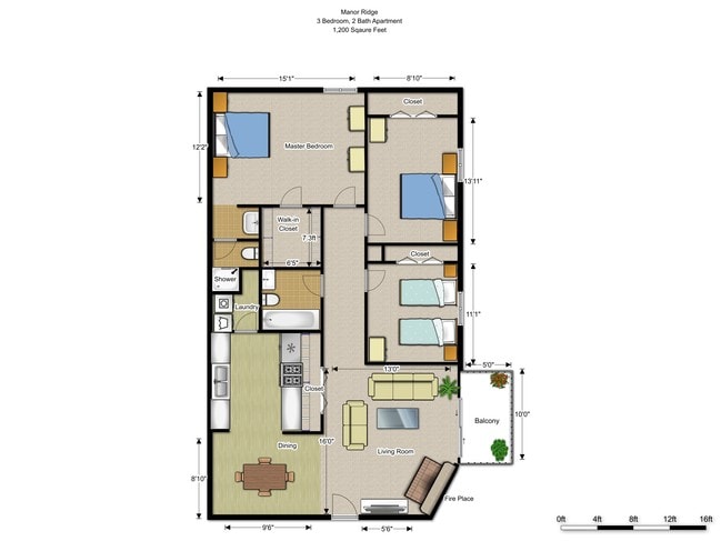 3BR/3BA - Ridge View Apartments
