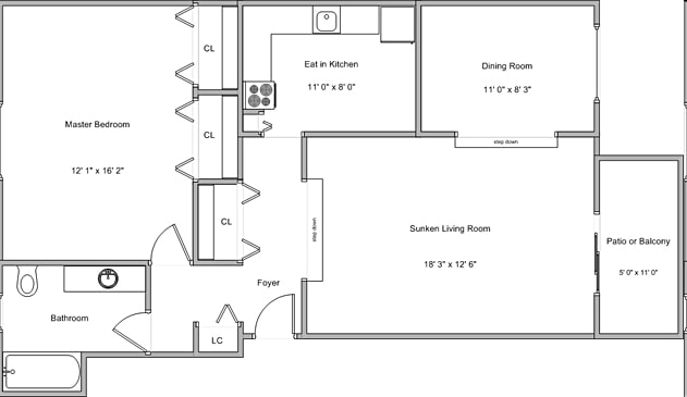 1BR/1BA - Meadowbrook Apartments