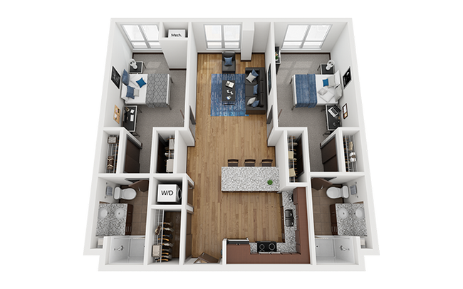 The Bridges Dinkytown B3 2x2 Floor Plan - The Bridges Dinkytown