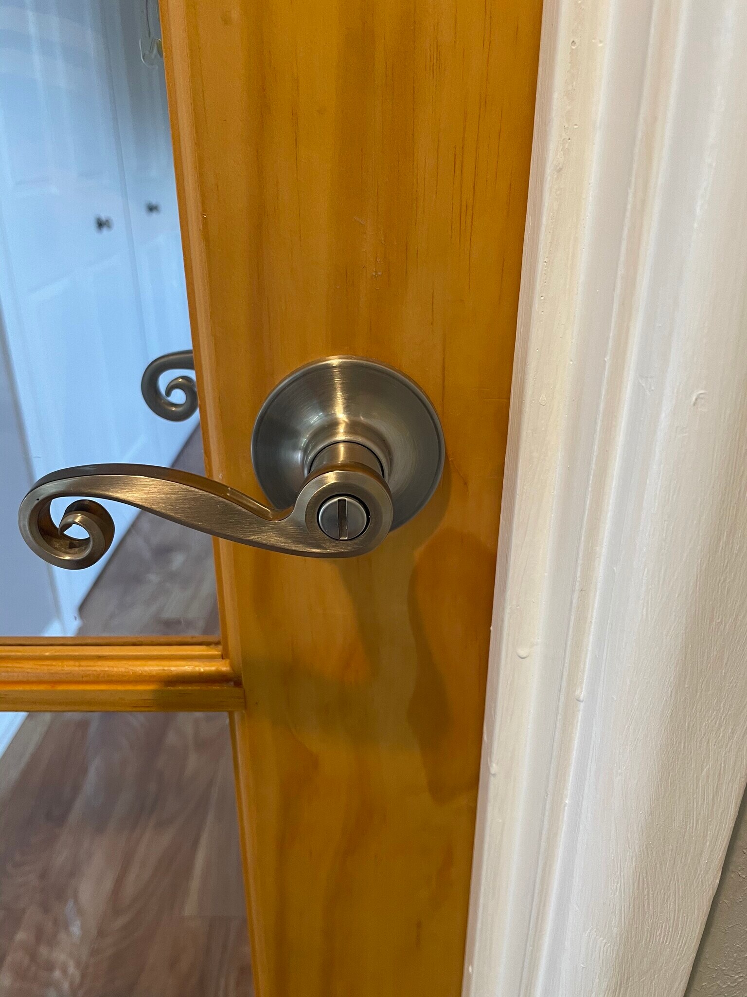 Lever door handles with privacy lock button through the condo - 1804 Colonial Village Way
