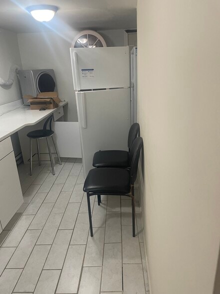 8 feet new glossy white kitchen cabinets with white sparkling stone countertop, gas, new refrigerato - 157 Langham St