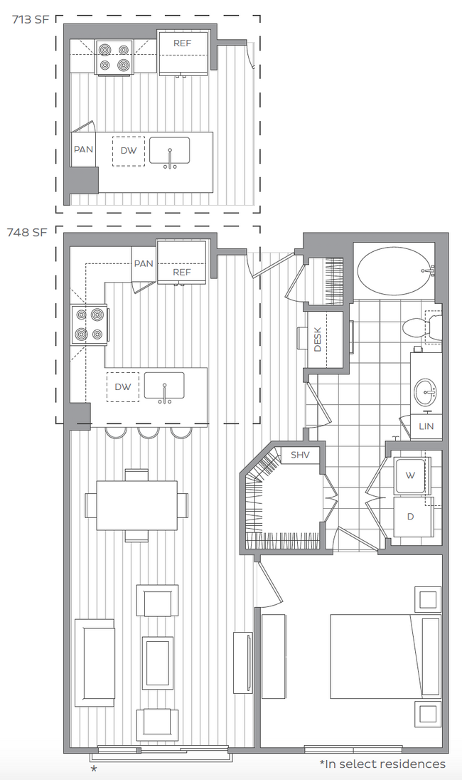 D: 1 bed / 1 bath - Hanover Parkview