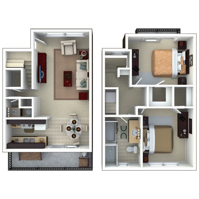 Residence 3 2x1.5 1150 sqft - Spring Lake Apartments