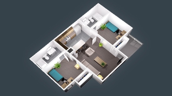 2BR/2BA - Centennial Court Apartments- Student Housing