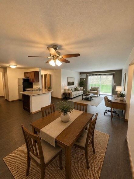 3BR, 2BA - Living Room - Elm Creek Commons