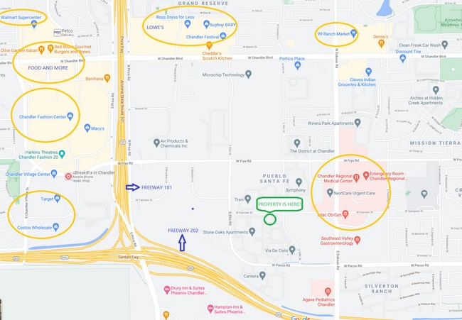 Best location in Chandler, minutes to all the places circled in the map. - 900 S 94th St