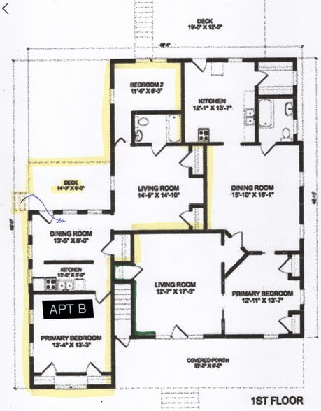 Apt B Floor Plan - 1212 Brookstown Ave