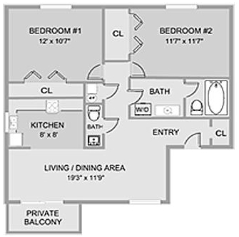 2BR/1.5BA - Cedar Creek Apartments