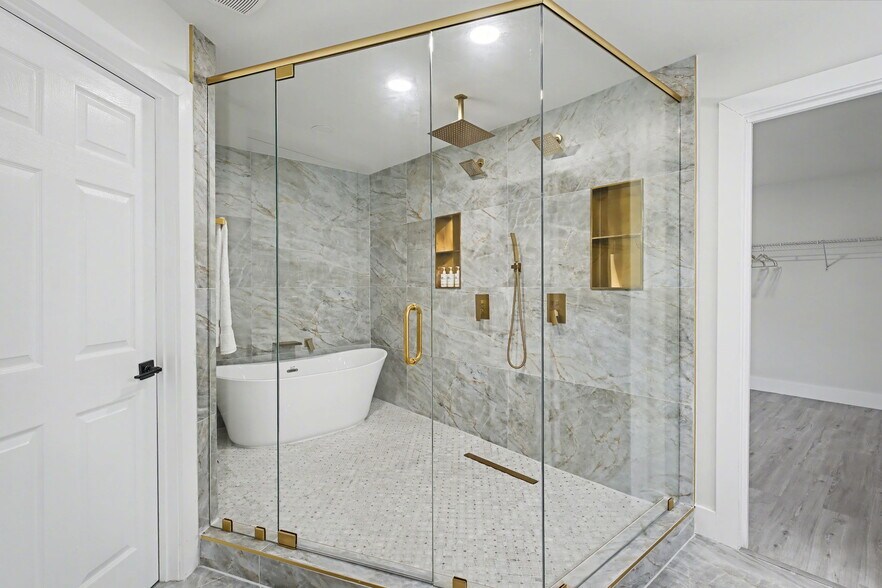 Spa Bath with double shower heads and Rainfall shower - 9345 Rocky Woods Dr