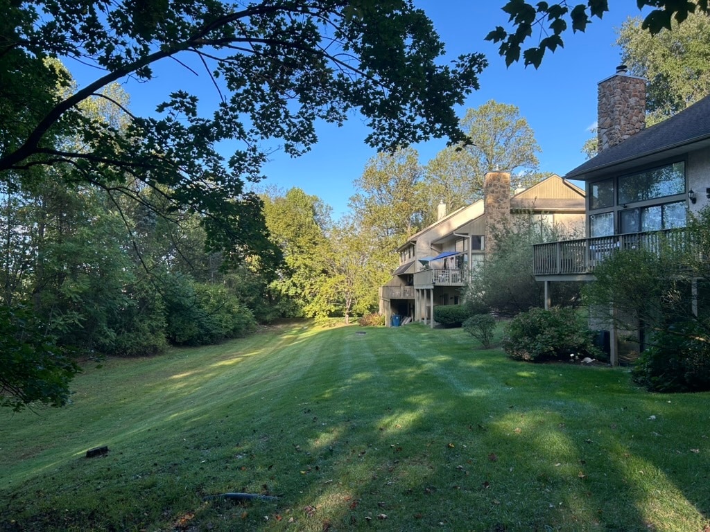 Rear of property, looking east - 443 Lynetree Dr