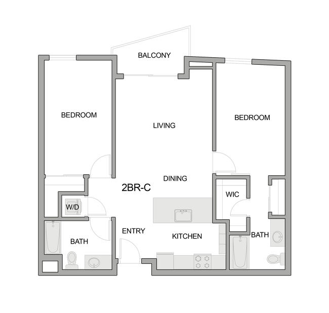2D Floor Plan Rendering of a Two-Bedroom Apartment - Textur