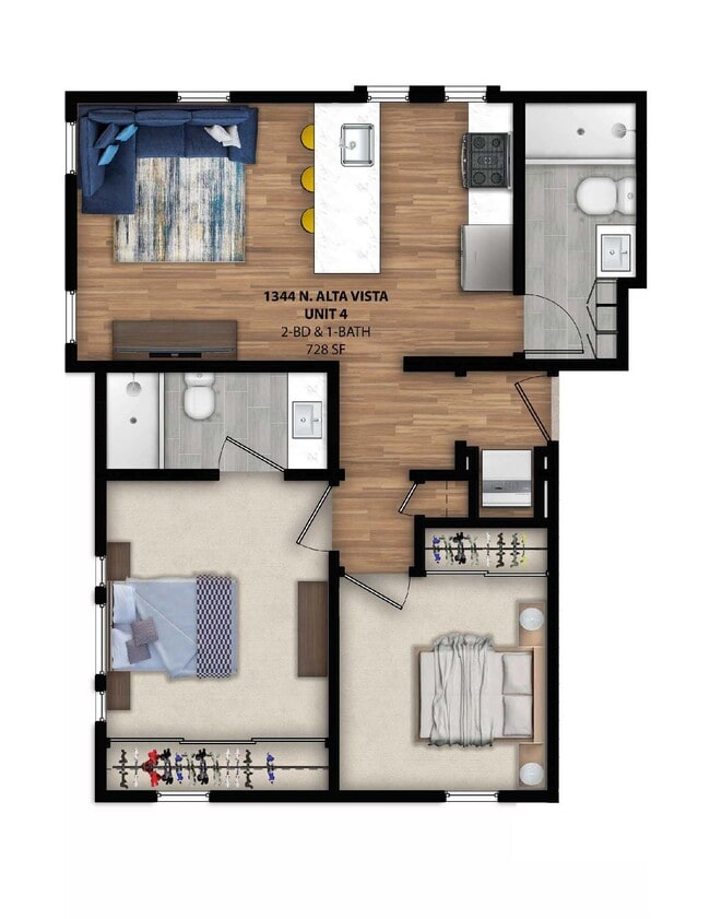 Floorplan - 1344-1350 N Alta Vista Blvd