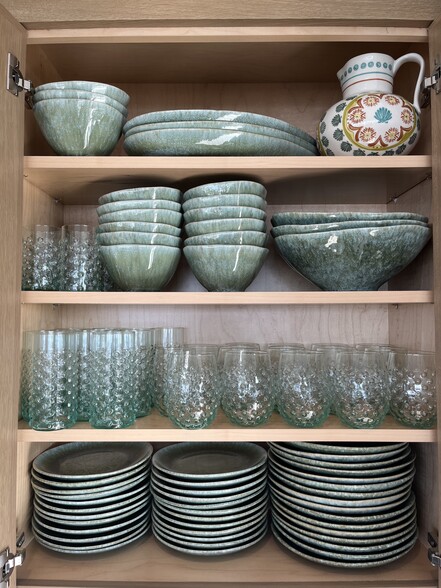 Coordinating glassware from Anthropologie. - 387 Commercial St