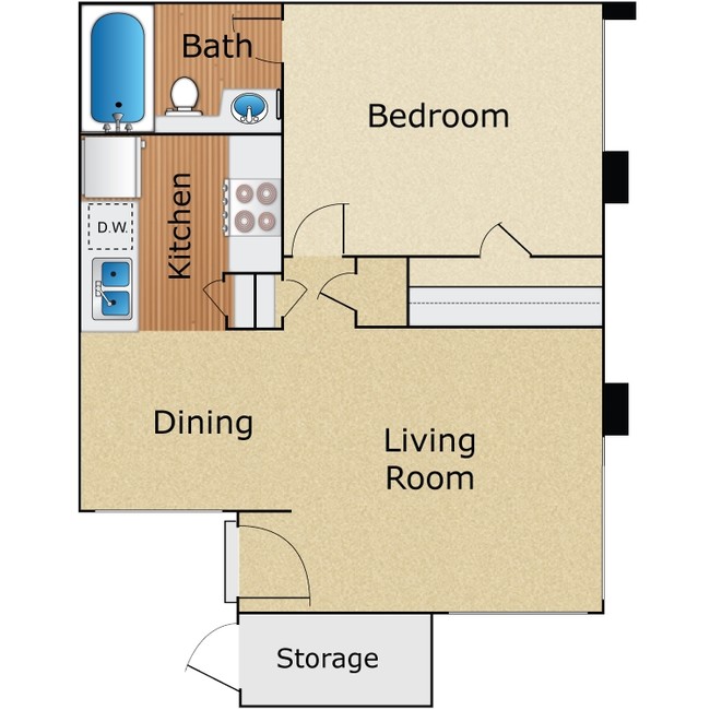 1Bd1Ba.png - Highland Creek Apartment Homes