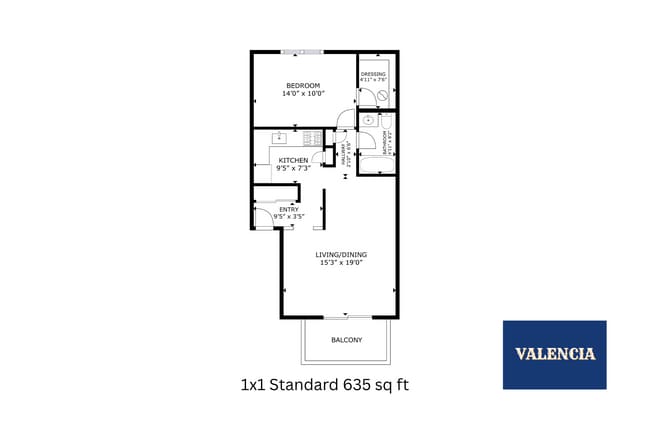 1x1 Standard l 635 sq ft l Valencia - Valencia Apartments