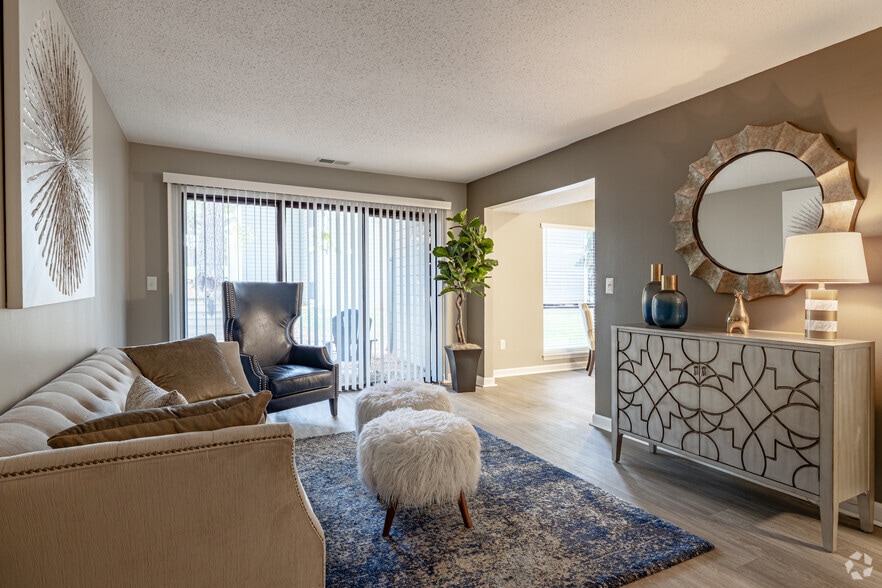 2BR, 1.5BA - 986SF - Kenya - Living Room - The Pines of Cloverlane Apartments