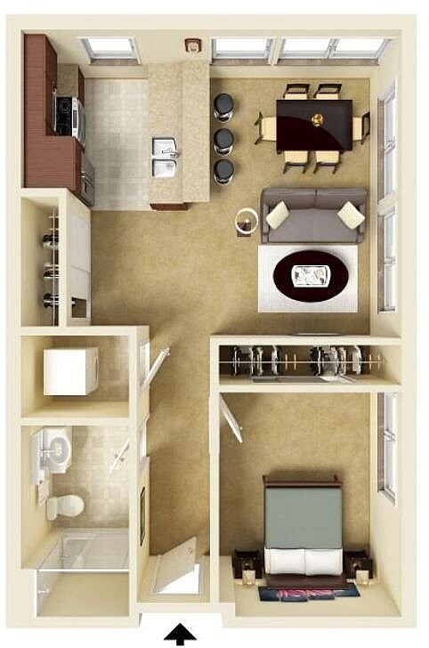 Aperture Traditional 1 Bed Floorplan - Aperture on Fifth