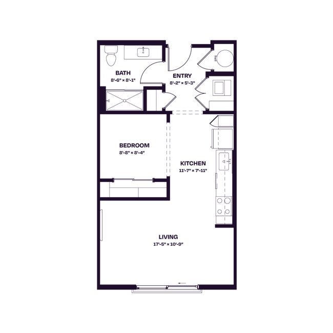 Oberon S2 One Bedroom Floor Plan Affordable - Oberon