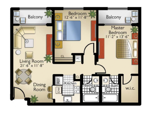 Model 2-2 - International Club Apartments