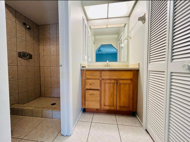 Primary bedroom shower, vanity and walk-in closet - 4708 SW 8th Pl