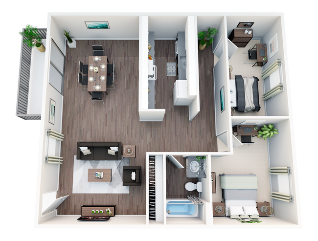 Pacific-Sunrise-2Bed1ba-3D - Pacific Sunrise