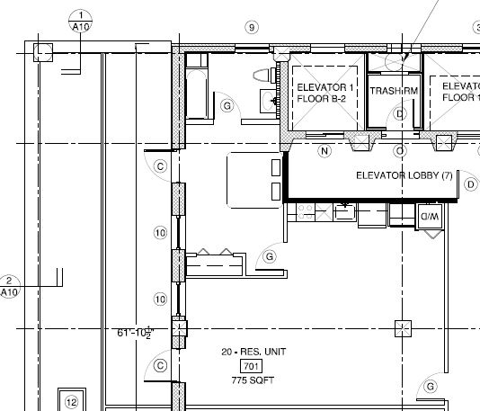 Penthouse 1 bed room floor plan - Lofts @ 624