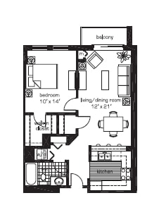 1BR/1BA - River West Apartments