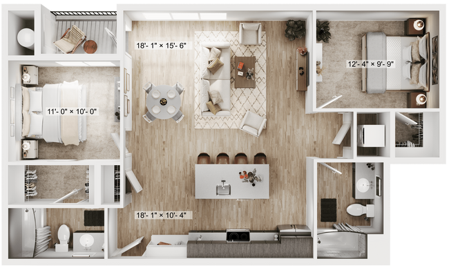 B6_2x2_1039sqft - Claro at High Point