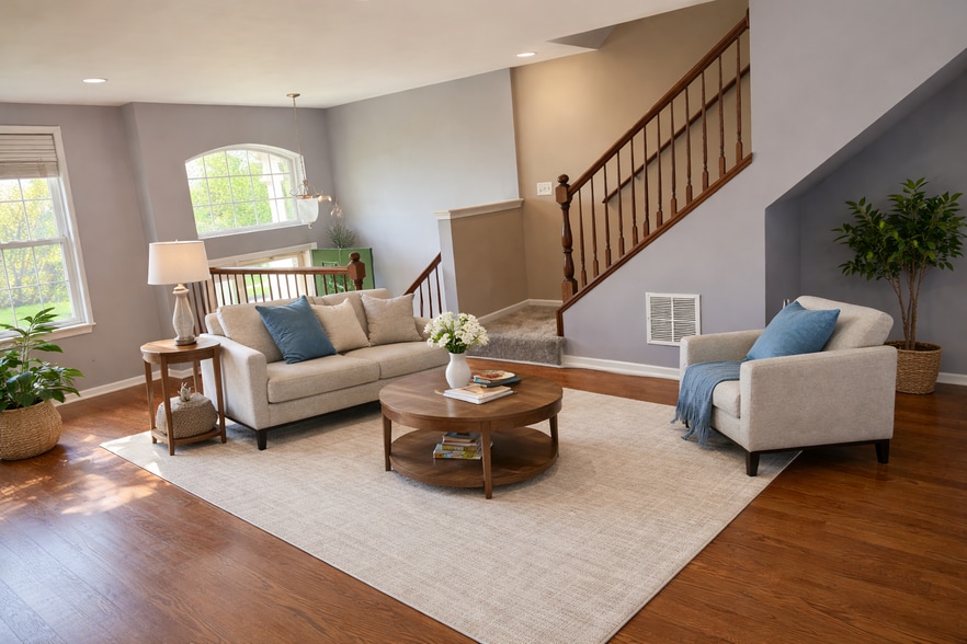 Virtually staged living room - 14707 Paul Revere Ct