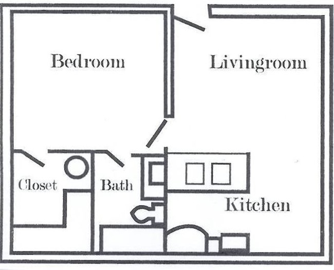 1BR/1BA Floor Plan - The Crossings on Grande