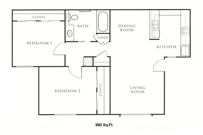 2BR/1BA - Foxwood Apartments