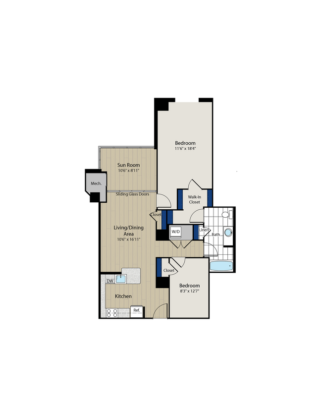 The Bradley I With Den Floor Plan - Meridian at Gallery Place