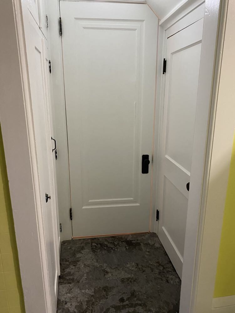 Door on Left is Pantry - Door Straigh Ahead to Bathroom - Door on Right to Basement - 215 Maple St