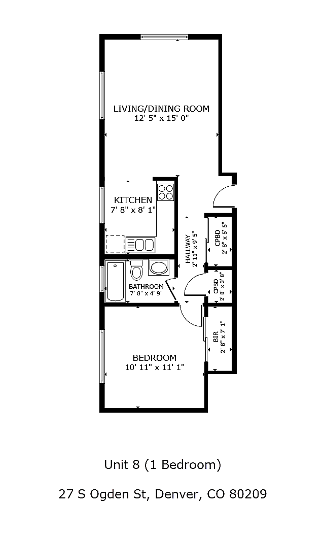 Floor Plan - Unit 8 - 27 S Ogden St - NOMA Apartments
