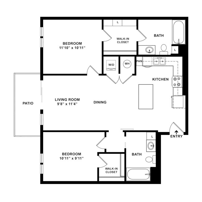 Sun Valley, 2 bed x 2 bath, 972 sq. ft. - Cortland South Meridian