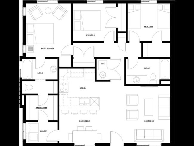 3 bed 2 bath Floor Plan - Arrowhead Place Luxury Apartment Homes