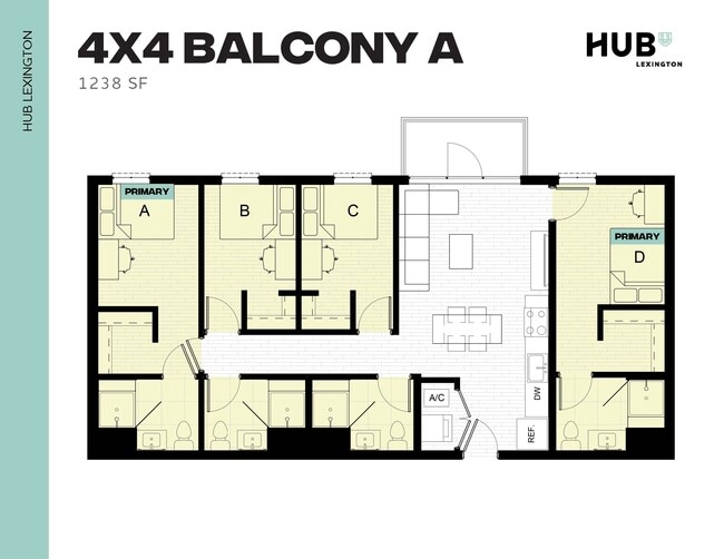 4x4 Balcony A - Hub Lexington Upper