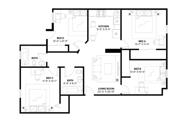 Building Photo - Private bedroom in 4 bed/2 bath Home