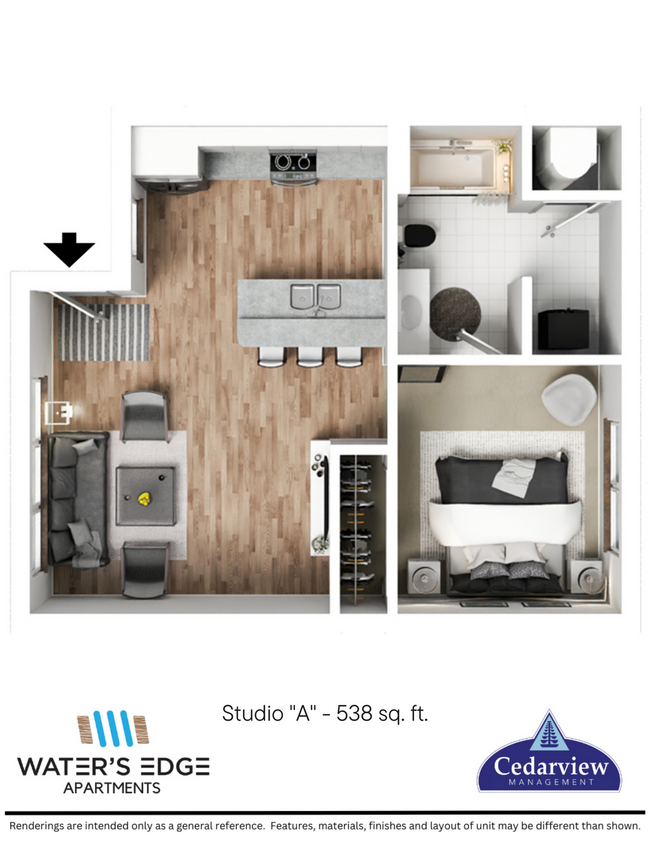 Floorplan - Waters Edge Apartments Bloomington