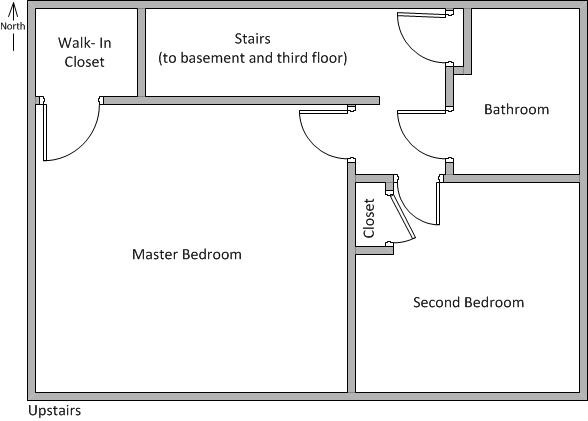 Floor plan (third floor) featuring two spacious bedrooms, equipped with large closets and ceiling fans - 519 N Payne St