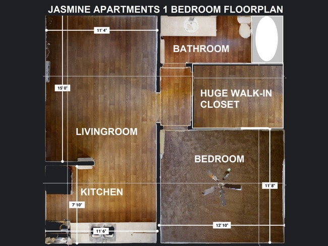 Yuba City Apartments - Jasmine Apartments Yuba City 1 Bedroom Floorplan - Jasmine Apartments