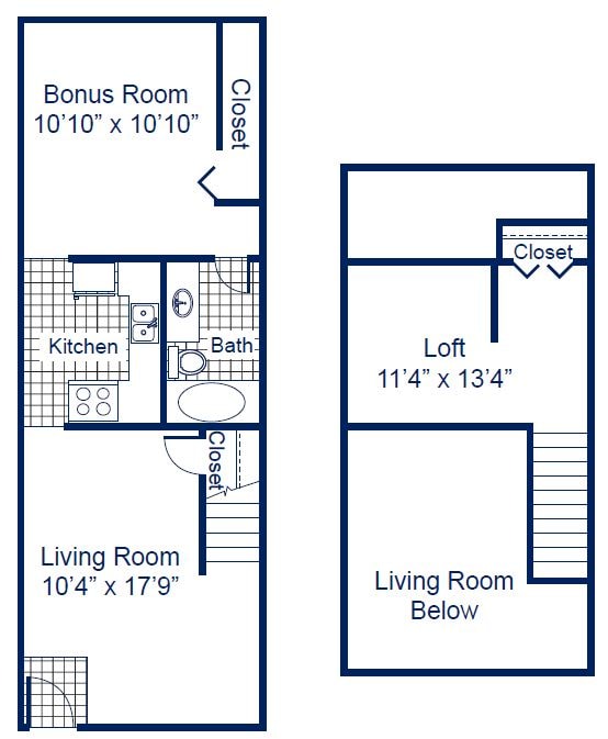 A6 - 1x1 Medium Loft w/Den sq ft 720-720 - Briarwood Hills