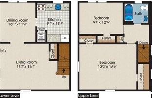 2BR/1BA 985 Square feet - Alister Morristown
