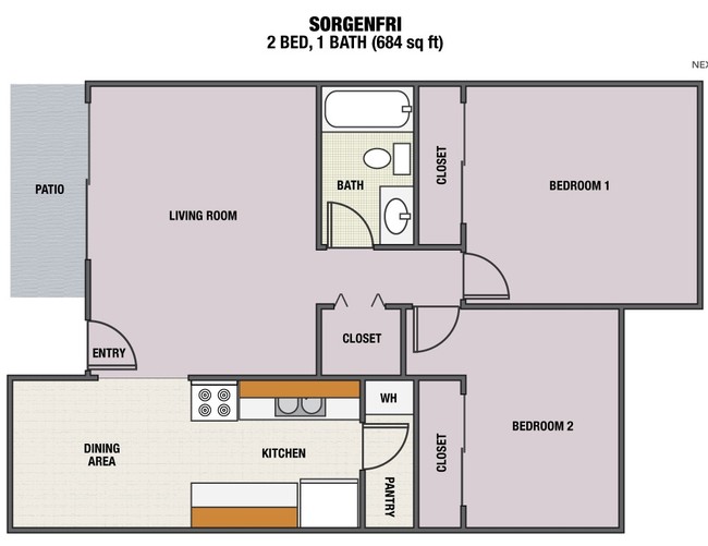 2BR/1BA - Sorgenfri and Hawthorne Park Apartments